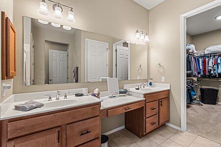 Primary bathroom with double sinks