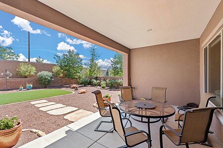 Wide covered patio for out door dining