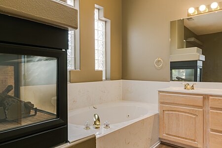 Soaking Tub with Glass Block Windows