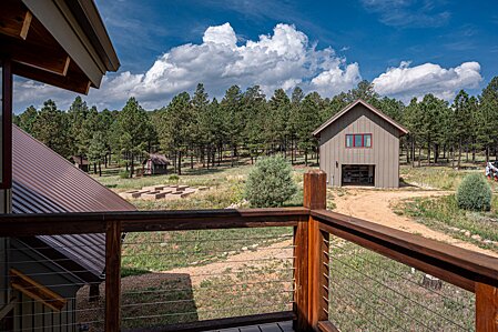 Balcony from Upstairs Bedroom (Looking to Garage & Studio)